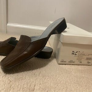 BCBG Square Toed Leather Mules